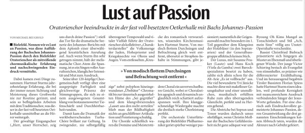 Foto: Rezension der NW "Johannespassion" in der Oetkerhalle