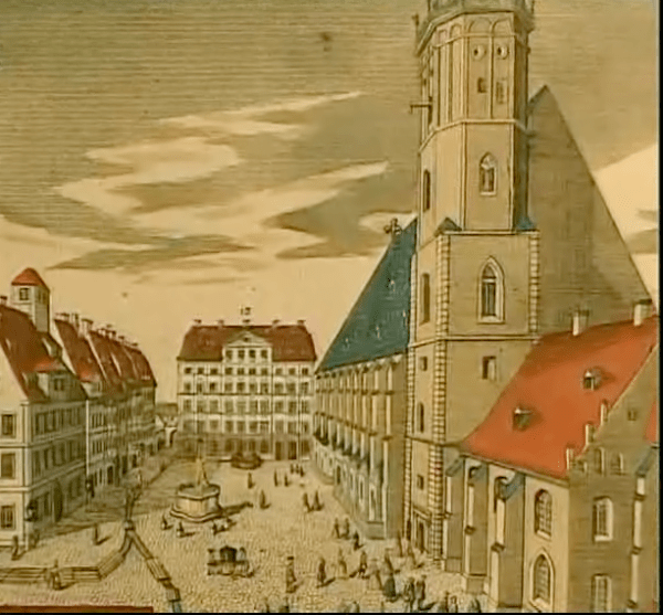 Thomaskirche und Thomasschule Leipzig um 1700