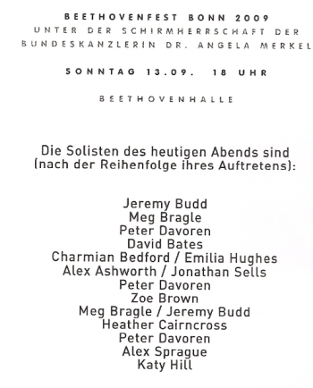 Solisten des Abends nach der Reihenfolge ihres Auftretens