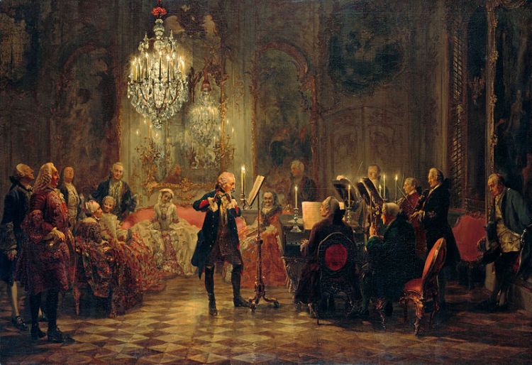 Flötenkonzert Friedrichs II. in Sanssouci Gemälde von Adolph Menzel 1850–52