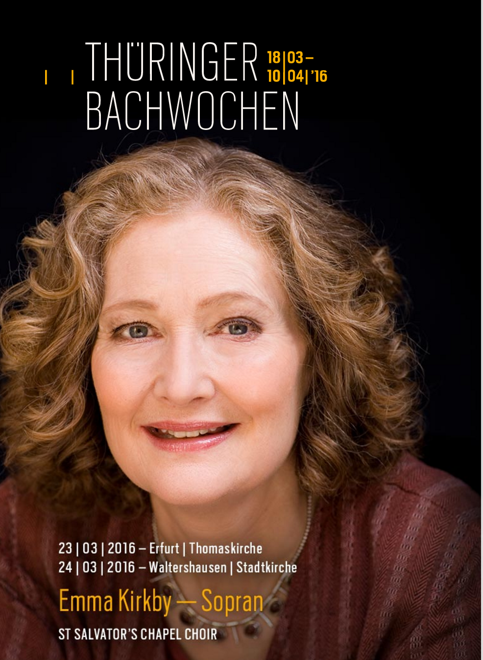 Emma Kirby (Sopran )Thüringer Bachwoche 2016.